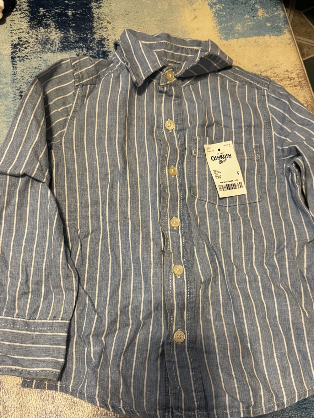 OshKosh B'gosh Light Blue and White Striped Dressy Shirt